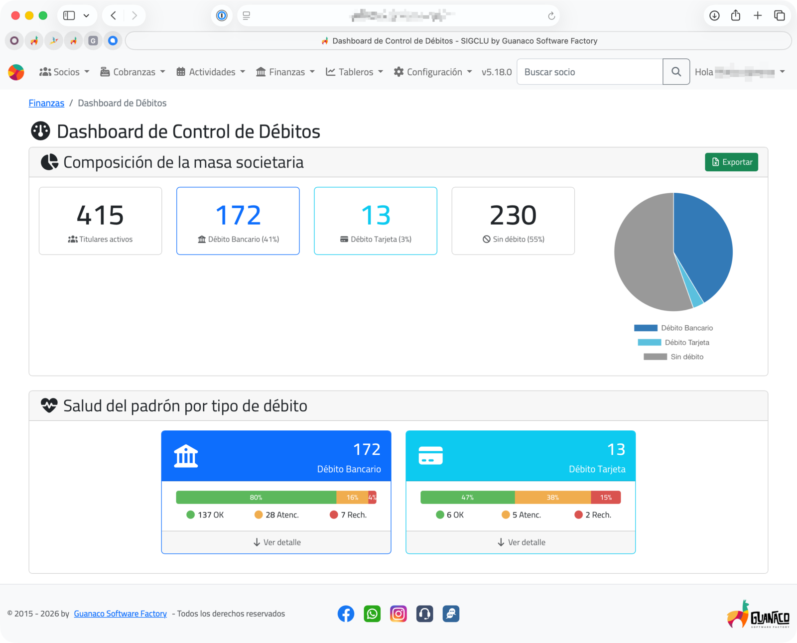 Dashboard de débitos automáticos