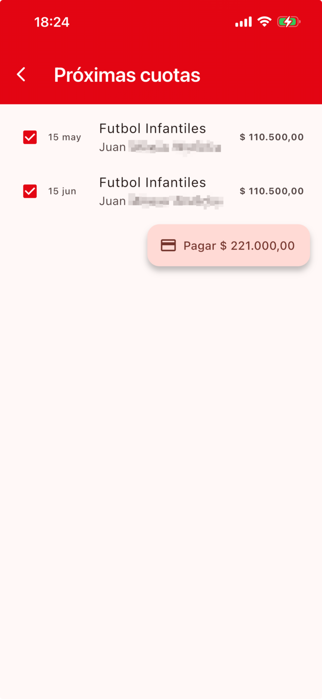 App de Socios — pago de cuota